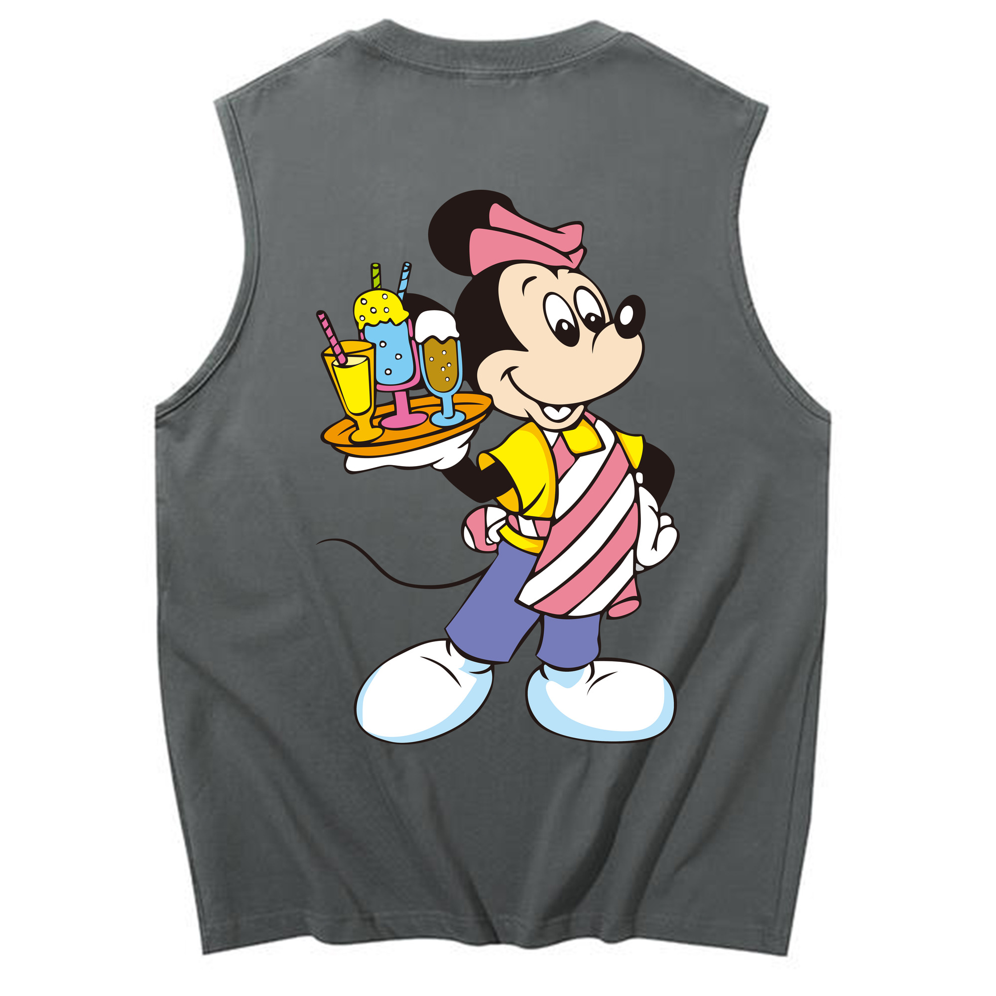 ミッキーマウス Mickey Mouse コットン100％タンクトップ（背面プリント）